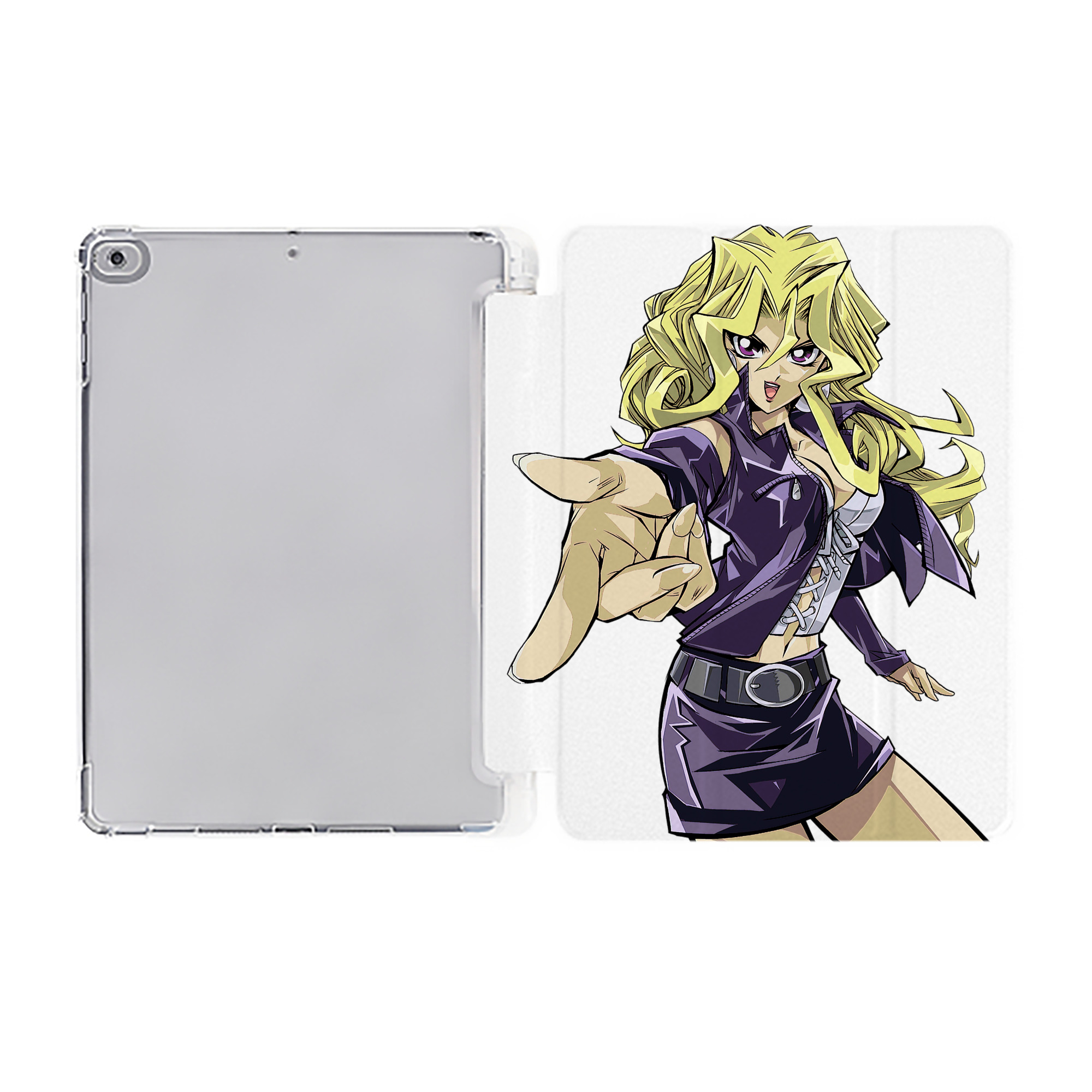 （画像用） 遊☆戯☆王 Yu-Gi-Oh! IPad ケース ペン収納付き 三つ折りスタンド PUレザー×シリコン 対応機種9.5/10.5/10.9インチ